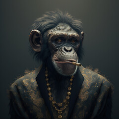 An aristocratic Monkey created with Generative AI technology - obrazy, fototapety, plakaty