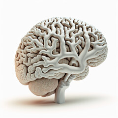 Anatomical illustration of the human brain on white background., Generative AI - obrazy, fototapety, plakaty