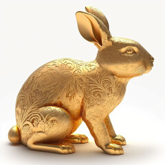 golden easter rabbit, chinese new year 2023, generative AI  - obrazy, fototapety, plakaty