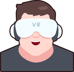 Obraz premium VR Technology Student User Big man avatar person social Flat Sticker Black Style