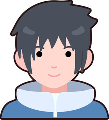 Young man boy avatar User person people coat winter Flat Sticker Black Style