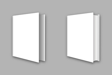 Hard cover book mockup isolated on a grey background. 3d rendering.