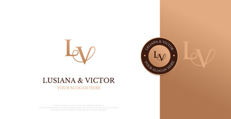 Wedding Logo Initial LV Logo Design Vector