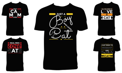 Cat Typography Apparel And T Shirt Design Bundle  