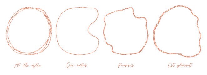 Rose gold outline doodle art abstract