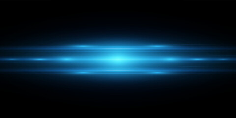 Futuristic sparkling blue light effect isolated on black background. Lens flare. Vector illustration