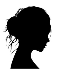 female silhouettes in profile. beautiful, sad, emotional. diversity young women for poster or text. elegant background as well.