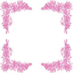 春　ピンクの花びらで飾られた四角いフレーム　枠線