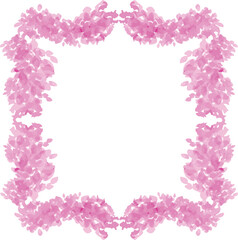 Fototapeta na wymiar 春　ピンクの花びらで飾られた四角いフレーム　枠線