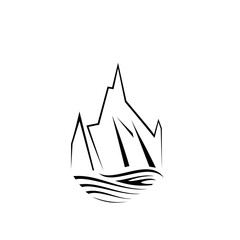mountain rock line art logo