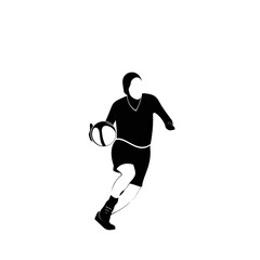 Fototapeta na wymiar woman basketball player design logo silhouette
