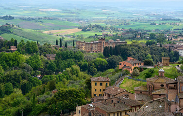 Fototapeta na wymiar Aerial view on the old town of Siena, Italy