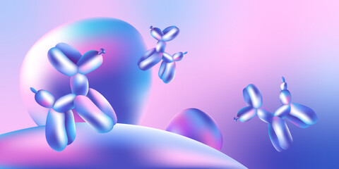Shiny Balloon Toys in a Magical Land. Vector illustration