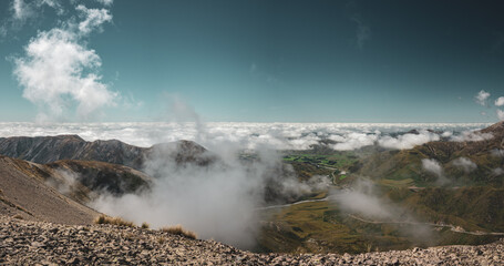 Fototapeta premium New Zealand landscape from the top of Foggy peak
