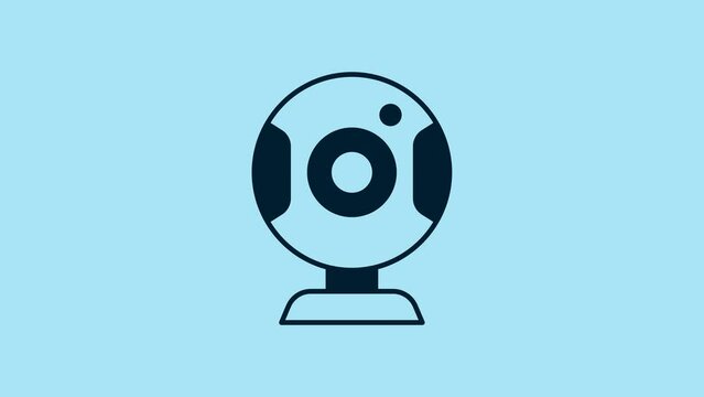 Blue Web camera icon isolated on blue background. Chat camera. Webcam icon. 4K Video motion graphic animation
