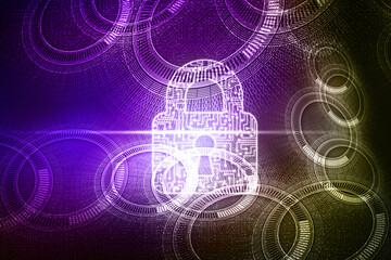 2d illustration Safety concept: Closed Padlock on digital background
