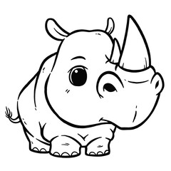 Vector illustration of Cartoon rhino - Coloring book