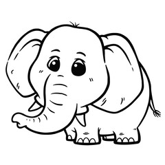 Vector illustration of Cartoon Elephant - Coloring book