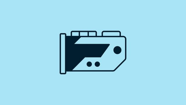 Blue Video graphic card icon isolated on blue background. 4K Video motion graphic animation