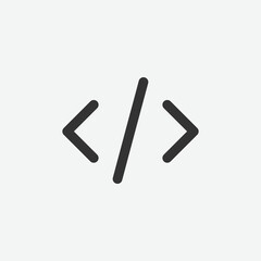 Embed vector icon. Black script icon. Programming, coding linear icon, vector illustration. 
