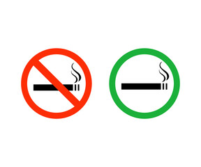 Smoking Area and No Smoking sign symbol vector 