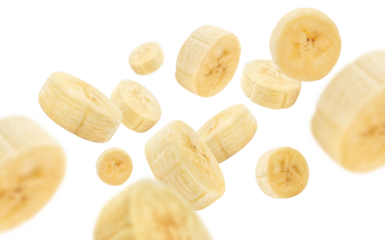 Flying banana slices cut out