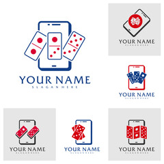 Set of Phone Domino logo vector template, Creative Domino logo design concepts