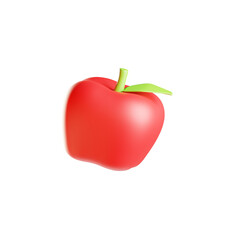 Red Apple 3D Illustration With Transparent Background