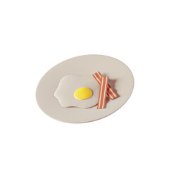 Fried Eggs on a Plate 3D Illustration