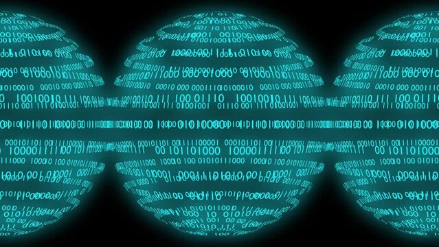 Filmato. Illustrazione 3D. Sfondo mondo digitale. Sequenza di zero e uno concetto di connessione globale tra persone, social network, e dispositivi informatici.