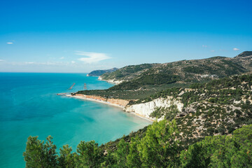 Fototapeta na wymiar Spectacular coastline in the Gargano National Park in Puglia Italy.