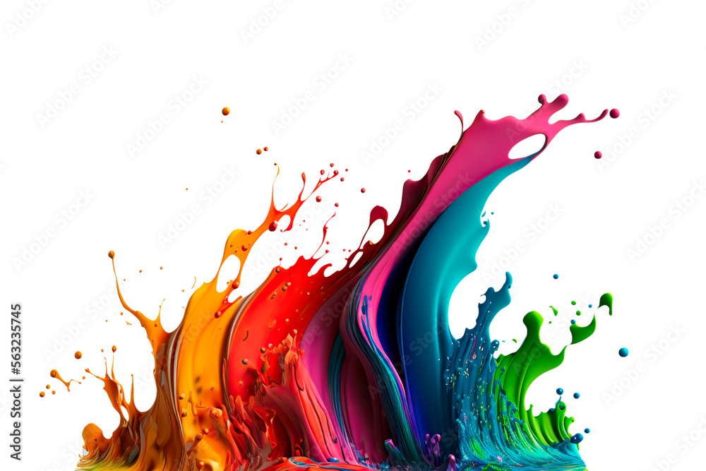 Wall mural colorful paint splash. isolated design element on the transparent background. generative ai.