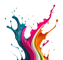 Tuinposter Colorful paint splash. Isolated design element on the transparent background. Generative AI. © KsanaGraphica