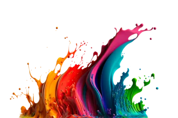 Fototapeten Colorful paint splash. Isolated design element on the transparent background.  Generative AI. © KsanaGraphica