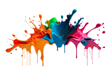 Foto op Aluminium Rainbow wave. Colorful paint splash. Isolated design element on the transparent background.  Generative AI. © KsanaGraphica