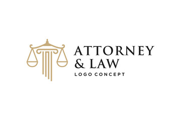 pillars and scales of law logo. representing legal justice and solid foundation by the law.