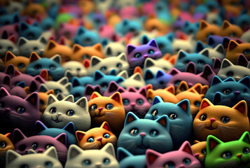 Fototapeta na wymiar Army of cats - Generative AI