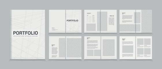 Architecture and interior portfolio layout design, a4 standard size print ready brochure template. 
Architecture portfolio design, a4 size brochure design for interior. - obrazy, fototapety, plakaty