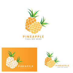 Pineapple Logo Design, Fresh Fruit Vector, Plantation Illustration, Fruit Product Brand Label