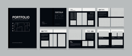 Fototapeta na wymiar Architecture and interior portfolio layout design, a4 standard size print ready brochure template. Architecture portfolio design, a4 size brochure design for interior.