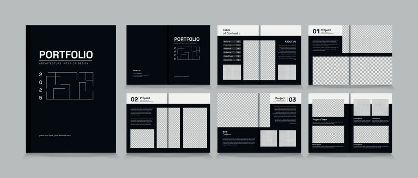 Architecture and interior portfolio layout design, a4 standard size print ready brochure template. 
Architecture portfolio design, a4 size brochure design for interior.