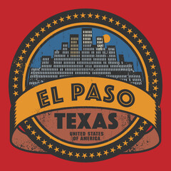 Abstract stamp or emblem with the name of El Paso, Texas, vector illustration