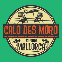 Abstract stamp or emblem with the name of Calo des Moro, Spain, vector illustration