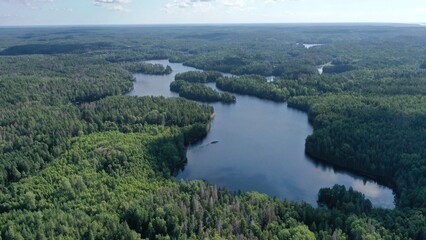Fototapeta na wymiar survol des lacs suédois dans la région de Dalécarlie, Scandinavie