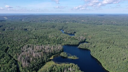 survol des lacs suédois dans la région de Dalécarlie, Scandinavie