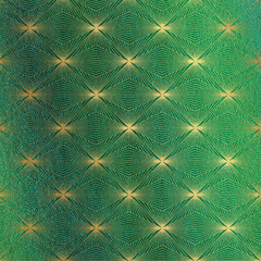 Art Deco abstract background. Green and gold shine scrapbook paper