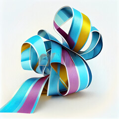 Colored ribbon on a white background. Rainbow