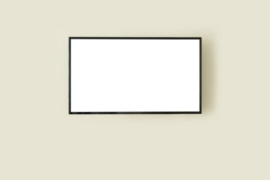 tv mockup on the wall, television blank, monitor in flat, led plasma panel in living room