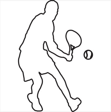 Vector, Image of tennis player icon, black and white in color, with transparent background