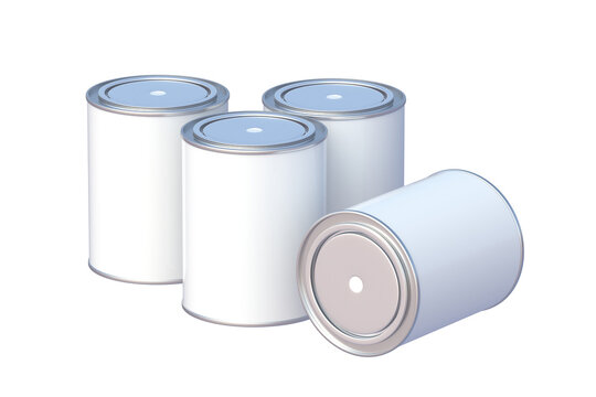 Paint cans isolated on white background. 3d render